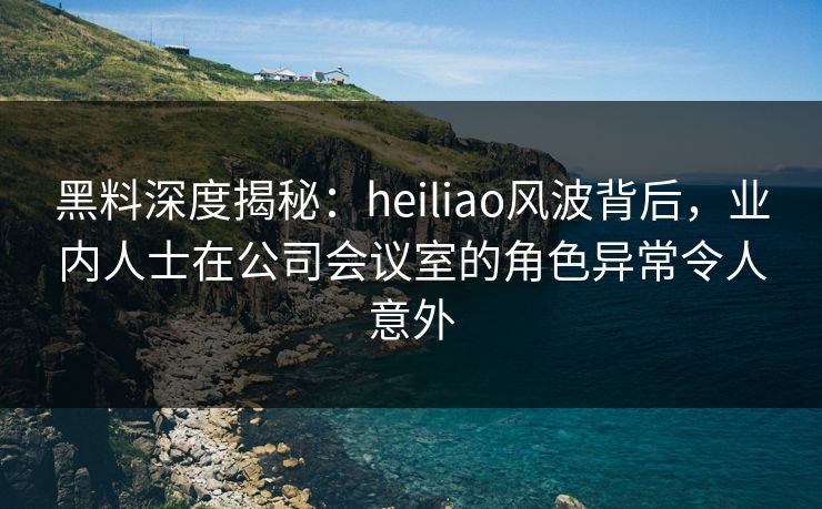 黑料深度揭秘：heiliao风波背后，业内人士在公司会议室的角色异常令人意外