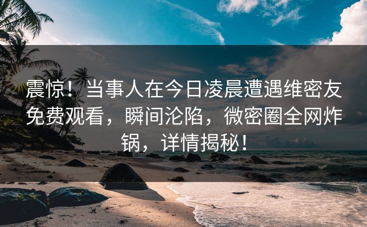 震惊！当事人在今日凌晨遭遇维密友免费观看，瞬间沦陷，微密圈全网炸锅，详情揭秘！