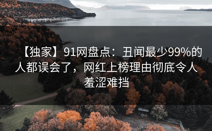 【独家】91网盘点：丑闻最少99%的人都误会了，网红上榜理由彻底令人羞涩难挡