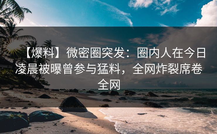 【爆料】微密圈突发：圈内人在今日凌晨被曝曾参与猛料，全网炸裂席卷全网