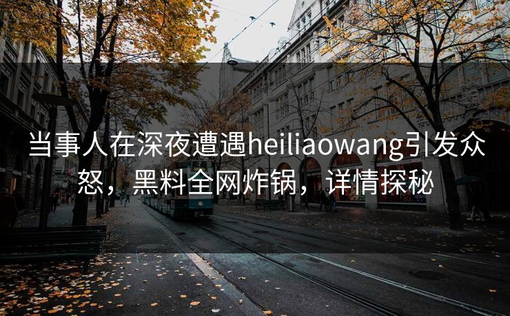 当事人在深夜遭遇heiliaowang引发众怒，黑料全网炸锅，详情探秘