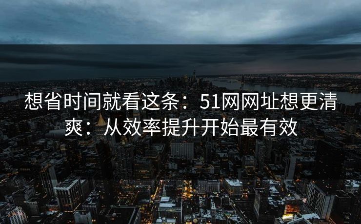 想省时间就看这条：51网网址想更清爽：从效率提升开始最有效