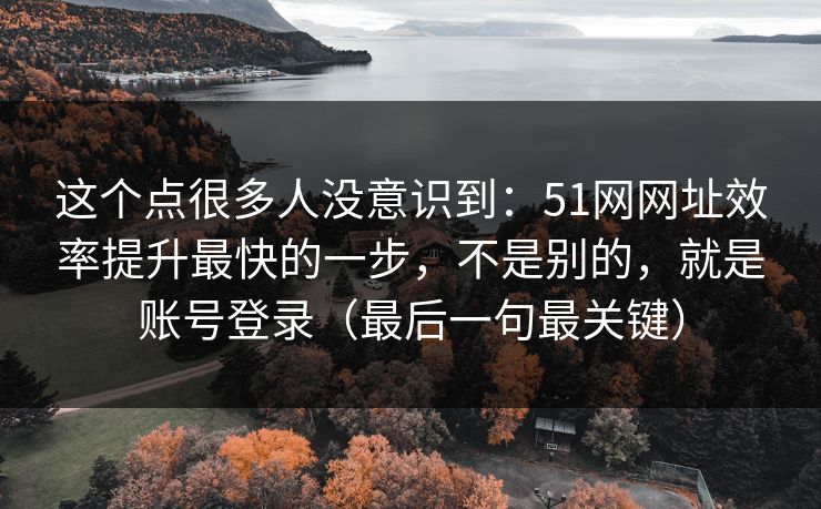 这个点很多人没意识到：51网网址效率提升最快的一步，不是别的，就是账号登录（最后一句最关键）
